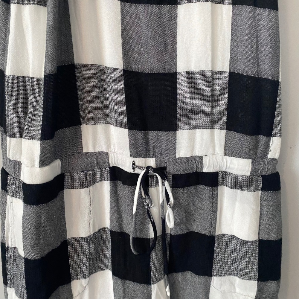Cloth & Stone Anthropologie Black‎ White Buffalo Plaid Sleeveless Romper Small - Picture 4 of 9